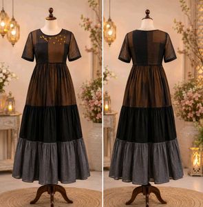 Elegant Tiered Ethnic Gown with Embroidery