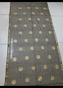 Elegant Grey Dupatta with Gold Motifs