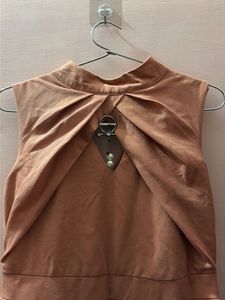Chic Peach High Neck Dress
