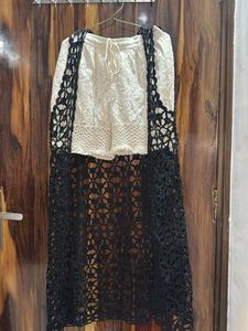 black shrug with white shorts
