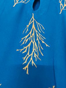 Blue printed Cotton Straight Kurta With Palazzos