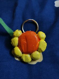 Three Handmade Painted hard clay Keychains