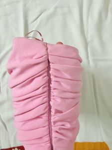 Stylish Pink Ruched Strapless Top