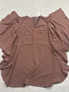 Stylish Brown Flutter Sleeve Dress