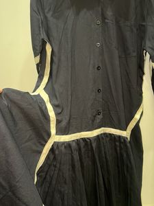 Black &amp; Cream Trimmed Dress