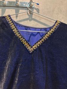 Elegant Navy Velvet Kurta coord set