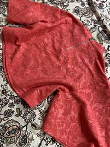 Coral Textured Bell Sleeve Top