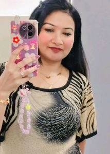 Sheer Zebra Print Top with Embellishments