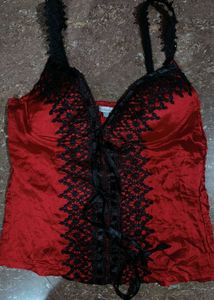 Red &amp; Black Lace Camisole corset Top
