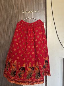 Vibrant Red Ethnic Skirt