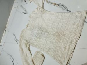 Cream Floral Embroidered Top