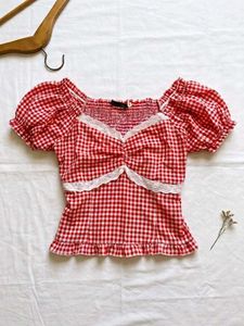 Ghingham Lace Top🍓💌🪽