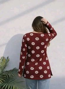Maroon Floral Tunic Top
