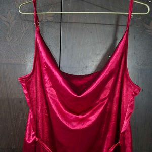 Red Velvet satin Cami Dress