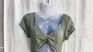 Stylish Green Twist Cut-Out Top