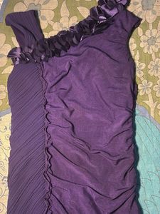 Purple One-Shoulder Ruched Dress