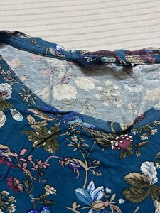 Floral Print Blue Tunic Top