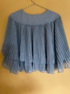 Boho Blue Pleated Layered shrug  Blouse