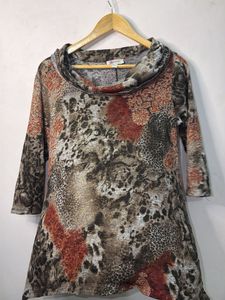 Stylish Cowl Neck Print Tunic