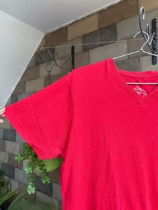 Men's Red V-Neck T-Shirt