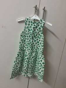 Cute Green Floral Print Mini Dress