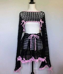 Crochet Crop Top & Mini Skirt Set