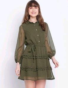 A- Line Dress With Bishop Sleeves