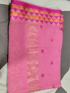 Elegant Pink Saree with Embellished Border