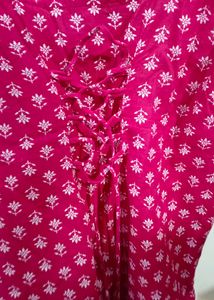 Vibrant Pink Printed Shirt Kurti
