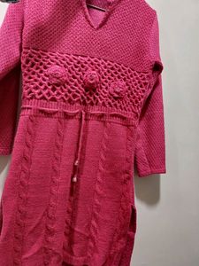 Pink Color Woolen Long Sweater