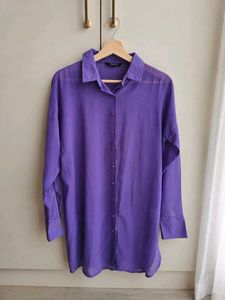 Sheer Purple Oversized Button-Up Shirt