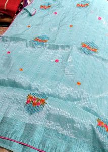 Beautiful Teal Embroidered Saree