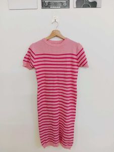 Pink Striped Knit Dress