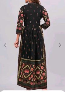 Black Floral Print Kurta Set