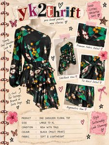 Trendy One Shoulder Floral Top