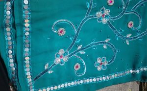 Embroidered Teal Dupatta