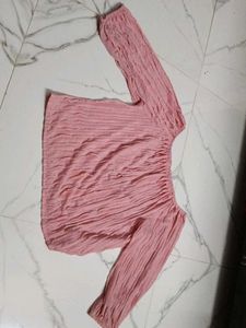 Woman Chic Crinkled Long Sleeve Top