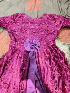 Elegant Purple Floral Embellished Gown