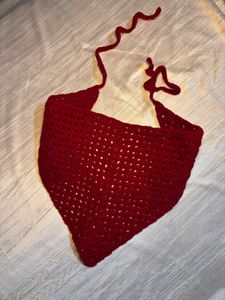 Handmade Maroon Crochet Scarf | Bandana