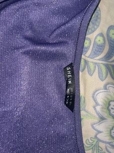 Purple Shimmer Balloon Sleeve Top | SHEIN | Ele