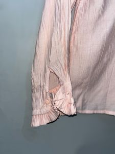Pink Ruffle Collar Long Sleeve Shirt