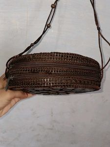 Coconut shell Round Rattan Crossbody Bag