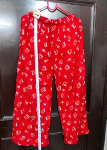 Red Floral Print Palazzos New without tag ✨