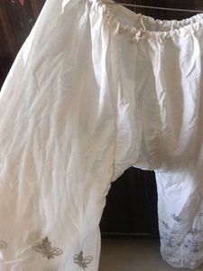 White Embroidered Palazzo Pants for women