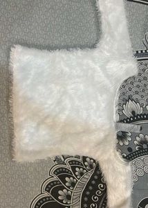Fluffy White Cropped Top