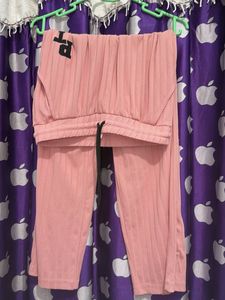 Soft Pink Ribbed coord set