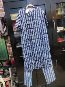 2xl Stylish Blue Printed Kurta with Pants