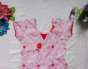 Stylish Red Flower Kurta Top