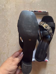 Embellished Black Block Heels
