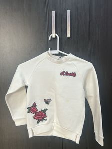Cute White Floral Sweatshirt